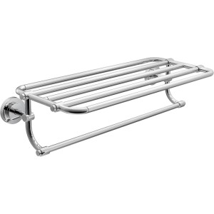 DN0794CH Iso 24-Inch Wide Bathroom Hotel-Style Towel Shelf with Towel Bar, Chrome