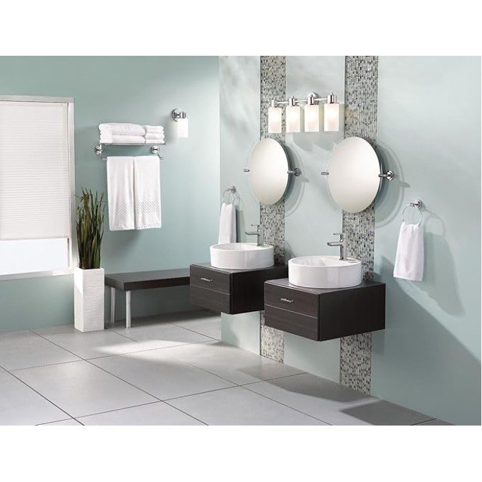 DN0794CH Iso 24-Inch Wide Bathroom Hotel-Style Towel Shelf with Towel Bar, Chrome
