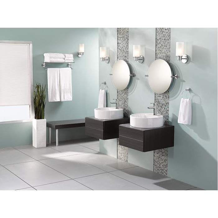 DN0794CH Iso 24-Inch Wide Bathroom Hotel-Style Towel Shelf with Towel Bar, Chrome