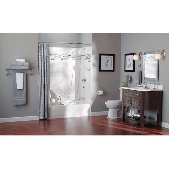 YB2894CH Eva 24-Inch Wide Bathroom Hotel-Style Towel Shelf with Towel Bar, Chrome