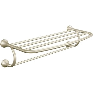 Eva Collection Brushed Nickel 26-Inch-Wide Hotel-Style Towel Shelf, Wall Mounted Towel Rack for Bathroom, YB2894BN