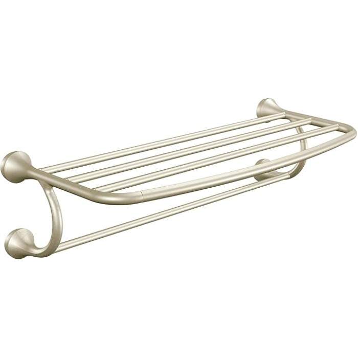 Eva Collection Brushed Nickel 26-Inch-Wide Hotel-Style Towel Shelf, Wall Mounted Towel Rack for Bathroom, YB2894BN