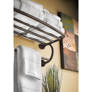 Eva Collection Brushed Nickel 26-Inch-Wide Hotel-Style Towel Shelf, Wall Mounted Towel Rack for Bathroom, YB2894BN