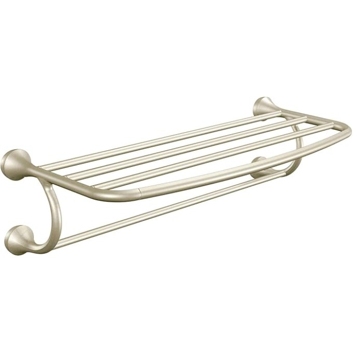 Eva Collection Brushed Nickel 26-Inch-Wide Hotel-Style Towel Shelf, Wall Mounted Towel Rack for Bathroom, YB2894BN