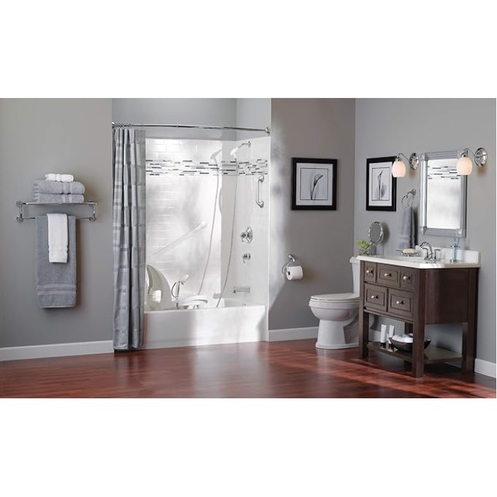 Eva Collection Brushed Nickel 26-Inch-Wide Hotel-Style Towel Shelf, Wall Mounted Towel Rack for Bathroom, YB2894BN