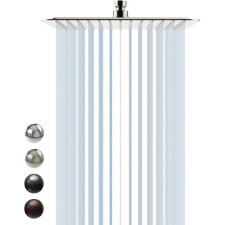 12 Inch Rain Shower Head, High Pressure Rainfall Showerhead Large Waterfall Shower Head Ultra Thin Water Saving, Brushed Nickel 304 Stainless Steel