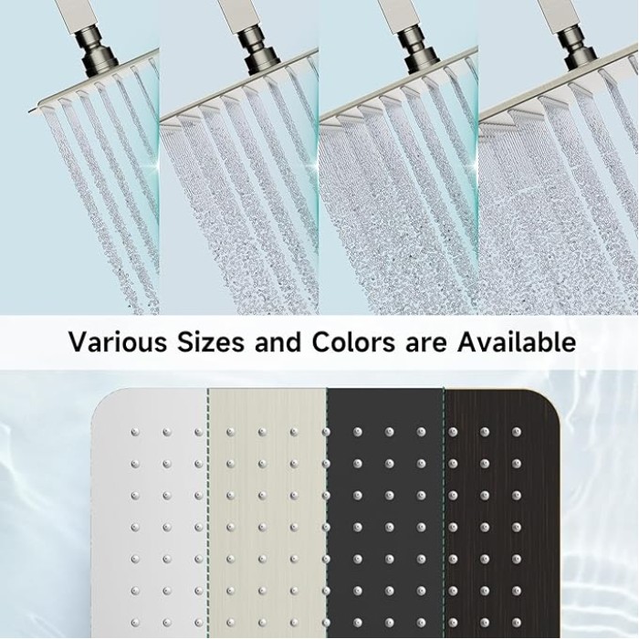 12 Inch Rain Shower Head, High Pressure Rainfall Showerhead Large Waterfall Shower Head Ultra Thin Water Saving, Brushed Nickel 304 Stainless Steel