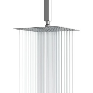 16 Inch Rainfall Shower Head Solid Square Ultra Thin 304 Stainless Steel Polish Chrome Rain Shower Head,Waterfall Full Body Coverage with Silicone Nozzle