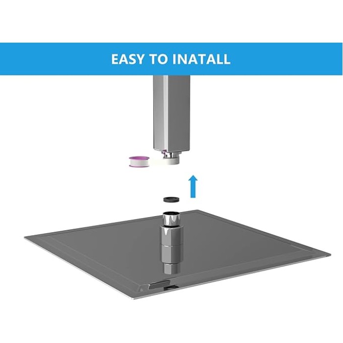 16 Inch Rainfall Shower Head Solid Square Ultra Thin 304 Stainless Steel Polish Chrome Rain Shower Head,Waterfall Full Body Coverage with Silicone Nozzle