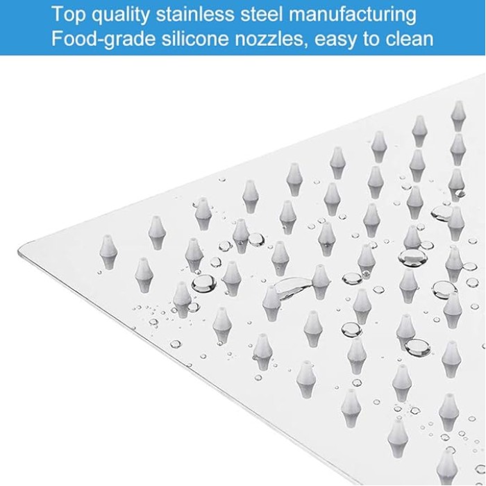 Rain Shower Head, High Flow Stainless Steel Square Rainfall Shower, Waterfall Bath Shower Body Covering, Ceiling or Wall Mount (12 Inch, Chrome Finish)