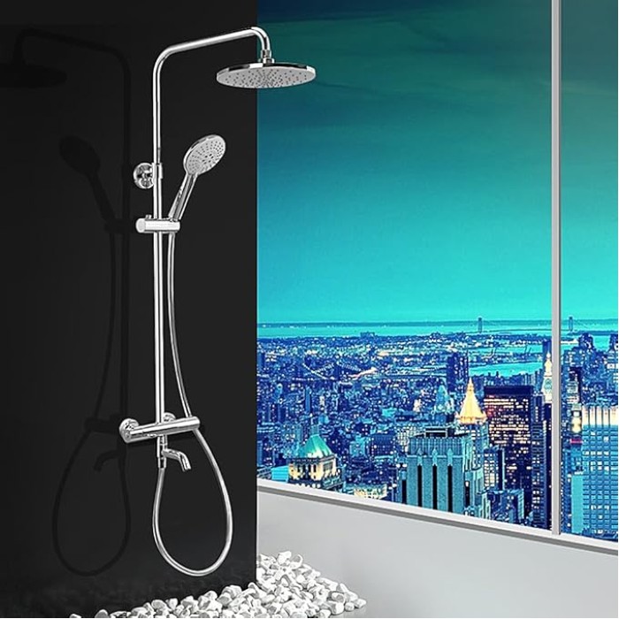 8" Round Rain Shower Head,Stainless Steel LED Chrome Face Shower Head RGB 3 color Changing Shower Head Top Spray