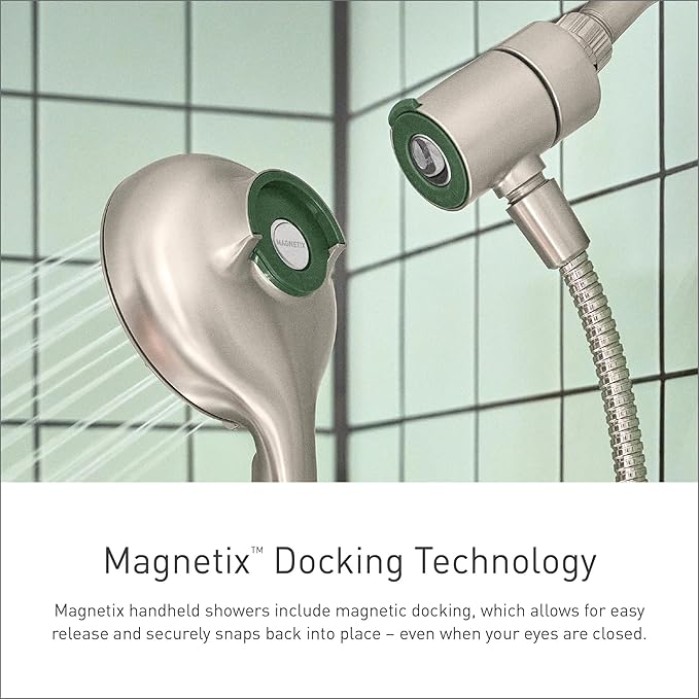 Engage Magnetix Spot Resist Brushed Nickel Multi-Function Handshower and Rainfall Shower Head Trim Combo with Shower Handle, Tub Spout, Metal Hose and Valve, 82304SRN