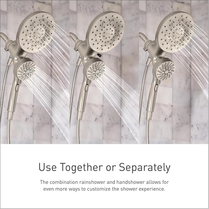 Engage Magnetix Spot Resist Brushed Nickel Multi-Function Handshower and Rainfall Shower Head Trim Combo with Shower Handle, Tub Spout, Metal Hose and Valve, 82304SRN