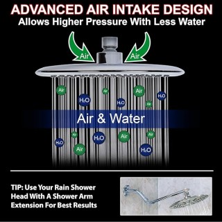 Waterfall Showerhead - 9 Inch Large Overhead Rain Shower Head - High Flow Best With Extension Arm, 1.8 GPM - Chrome & California Certified