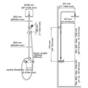 Chrome Rain Shower System Set 2 Knobs Mixing 8 Inch Round Rainfall Shower Head with Handheld Spray Bathroom Shower Faucet