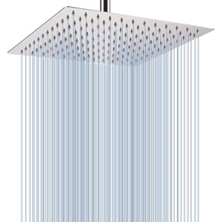 Rain Shower Head - High Flow Large Rainfall Shower Heads Made of Stainless Steel - Waterfall Bathroom Square Showerhead - Ceiling or Wall Mount (12" Chrome)