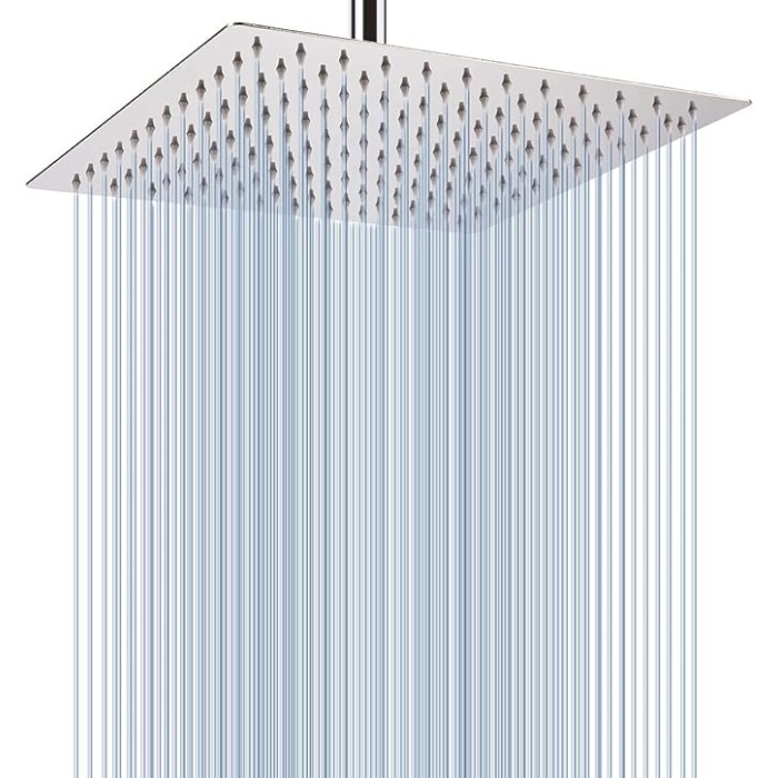 Rain Shower Head - High Flow Large Rainfall Shower Heads Made of Stainless Steel - Waterfall Bathroom Square Showerhead - Ceiling or Wall Mount (12" Chrome)