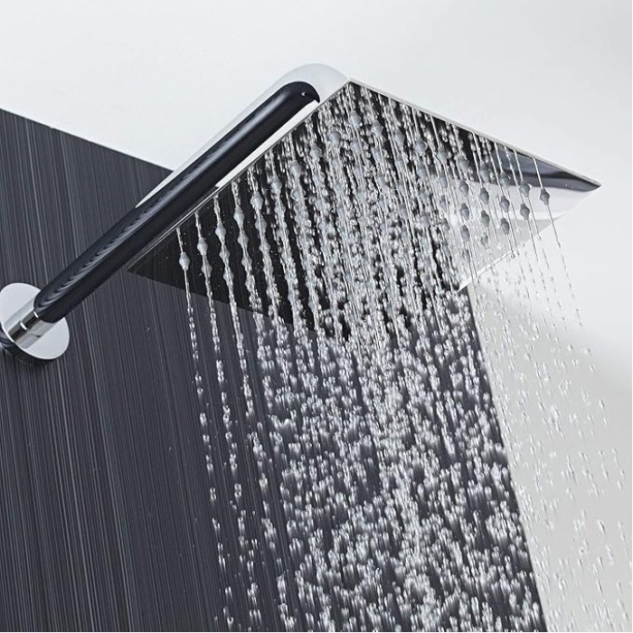 Rain Shower Head - High Flow Large Rainfall Shower Heads Made of Stainless Steel - Waterfall Bathroom Square Showerhead - Ceiling or Wall Mount (12" Chrome)