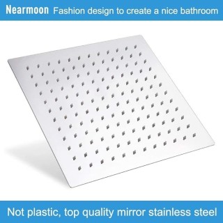 Rain Shower Head With Shower Arm, Ceiling Mount Square Shower, Stainless Steel Ceiling Rainfall Showerhead- Waterfall Full Body Coverage (12 Inch, Chrome)