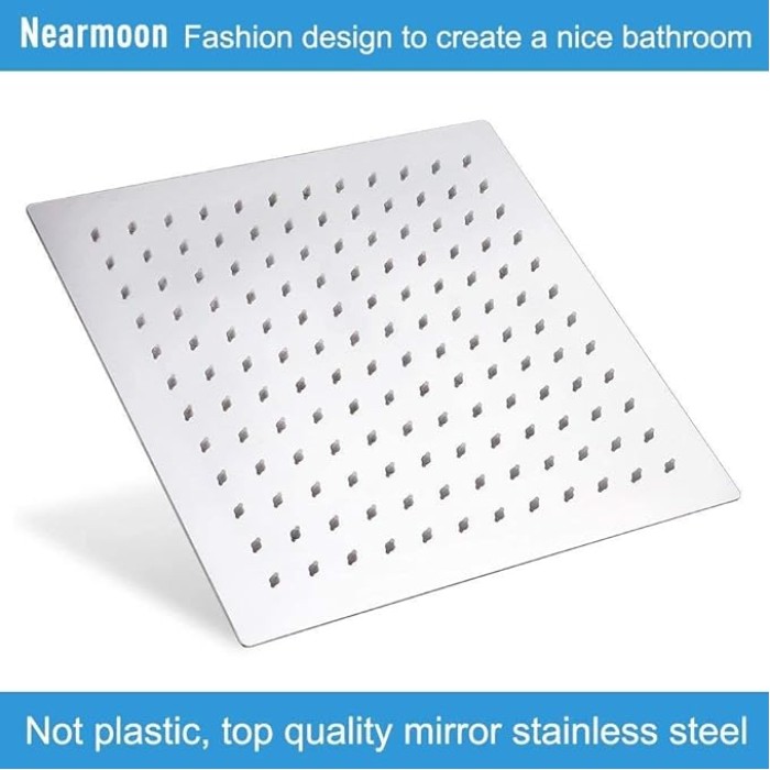 Rain Shower Head With Shower Arm, Ceiling Mount Square Shower, Stainless Steel Ceiling Rainfall Showerhead- Waterfall Full Body Coverage (12 Inch, Chrome)