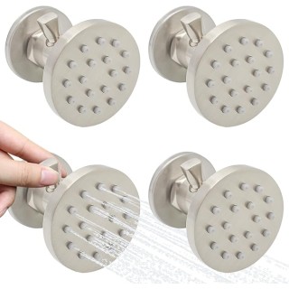 Brass Shower Body Jets with Adjustable Flow, Massage Spa Brushed Nickel Round Body Spray Shower Side Wall Sprayer Head Jets, 4 pcs, Water Saving