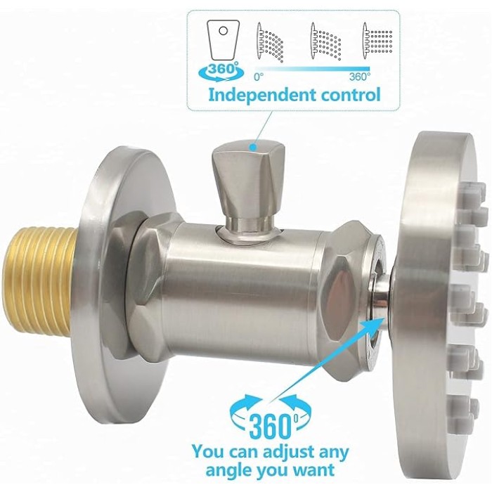 Brass Shower Body Jets with Adjustable Flow, Massage Spa Brushed Nickel Round Body Spray Shower Side Wall Sprayer Head Jets, 4 pcs, Water Saving