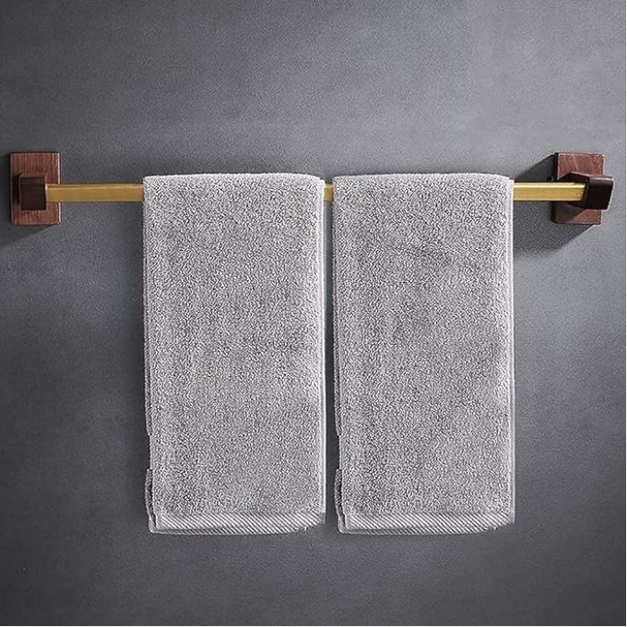 Bathroom Walnut Towel Rail Bathroom Towel Rack Self Adhesive Wall-Mounted Towel Holder Bathroom Balcony Towel Clothes Shelf Hanger Tower Hanger/50Cm