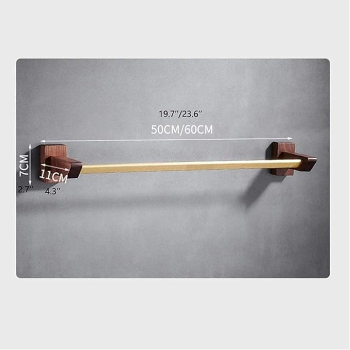 Bathroom Walnut Towel Rail Bathroom Towel Rack Self Adhesive Wall-Mounted Towel Holder Bathroom Balcony Towel Clothes Shelf Hanger Tower Hanger/50Cm