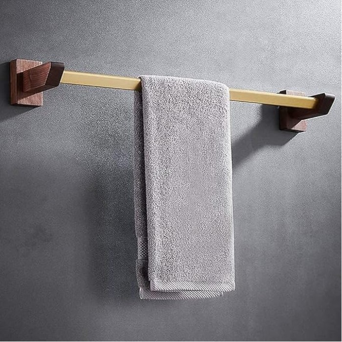 Bathroom Walnut Towel Rail Bathroom Towel Rack Self Adhesive Wall-Mounted Towel Holder Bathroom Balcony Towel Clothes Shelf Hanger Tower Hanger/50Cm
