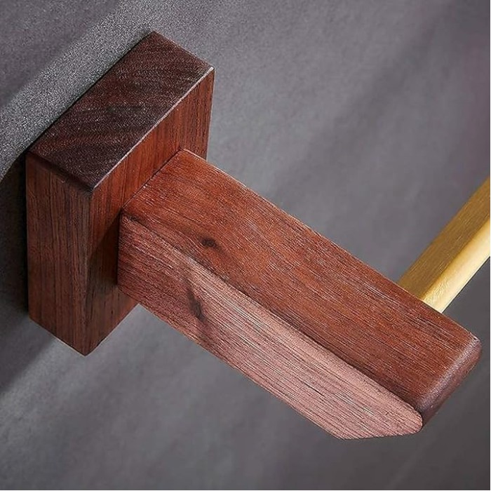 Bathroom Walnut Towel Rail Bathroom Towel Rack Self Adhesive Wall-Mounted Towel Holder Bathroom Balcony Towel Clothes Shelf Hanger Tower Hanger/50Cm