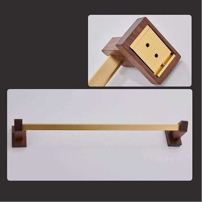Bathroom Walnut Towel Rail Bathroom Towel Rack Self Adhesive Wall-Mounted Towel Holder Bathroom Balcony Towel Clothes Shelf Hanger Tower Hanger/50Cm