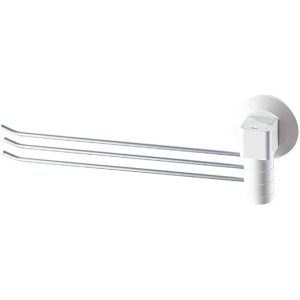 Towel Rail[Suction Cup] Tower Hanger Bar/Towel Rack Bathroom Towel Rack Wall Mounted Stainless Steel Self Adhesive Towel Rail Silent Rotation 180° (Color : White, Size : 8.926.6CM)