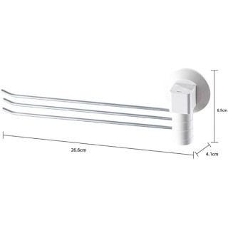 Towel Rail[Suction Cup] Tower Hanger Bar/Towel Rack Bathroom Towel Rack Wall Mounted Stainless Steel Self Adhesive Towel Rail Silent Rotation 180° (Color : White, Size : 8.926.6CM)