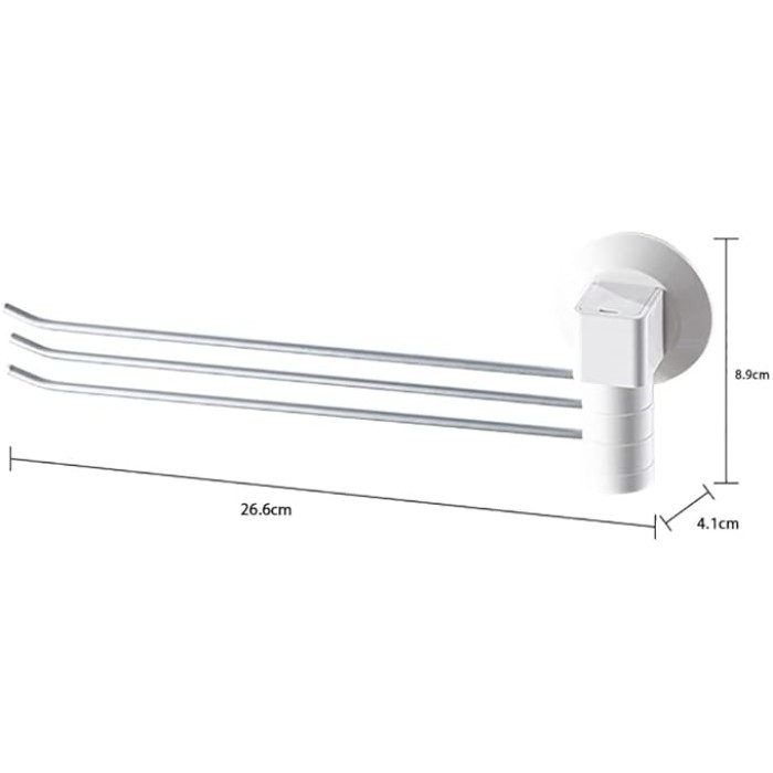 Towel Rail[Suction Cup] Tower Hanger Bar/Towel Rack Bathroom Towel Rack Wall Mounted Stainless Steel Self Adhesive Towel Rail Silent Rotation 180° (Color : White, Size : 8.926.6CM)