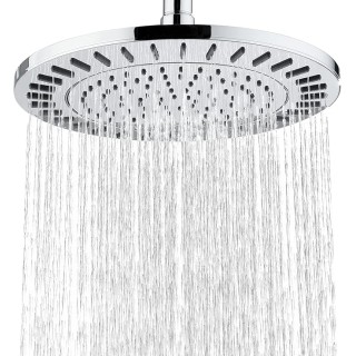 Rain Shower Head, 9 Inch High Pressure Waterfall Showerhead with Adjustable Angle and Anti-clogging Silicone Nozzles, Luxury Bathroom Overhead Shower, Chrome
