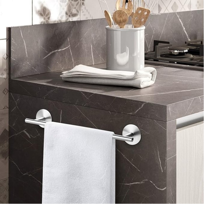 Towel Bar for Bathroom Towel Holder Adhesive Towel Bar SUS304 Stainless Steel Towel Racks Wall Mounted Hand Towel Bar Holder for Kitchen, Cabinet, No Drill Brushed Finish