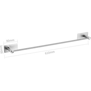 Self Adhesive Brushed Towel Bar,Single Pole Rust Corrosion Resistant Towel Rack,Wall Mounted for Bathroom Kitchen Office/a/61Cm(24Inch)