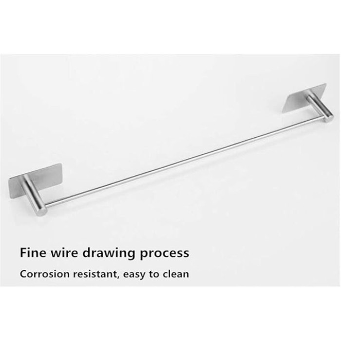 Self Adhesive Brushed Towel Bar,Single Pole Rust Corrosion Resistant Towel Rack,Wall Mounted for Bathroom Kitchen Office/a/61Cm(24Inch)