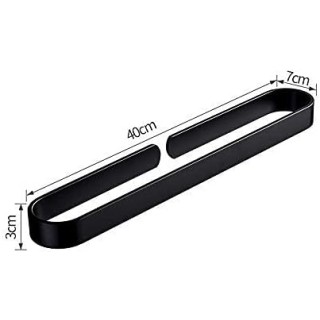Bath Towel Bar, 12/16/24Inch Aluminum Towel Rack for Bathroom, Towel Holder Brushed Finished Wall Mount, Modern Black Towel Bar Self-Adhesive for Kitchen 40Cm/40Cm