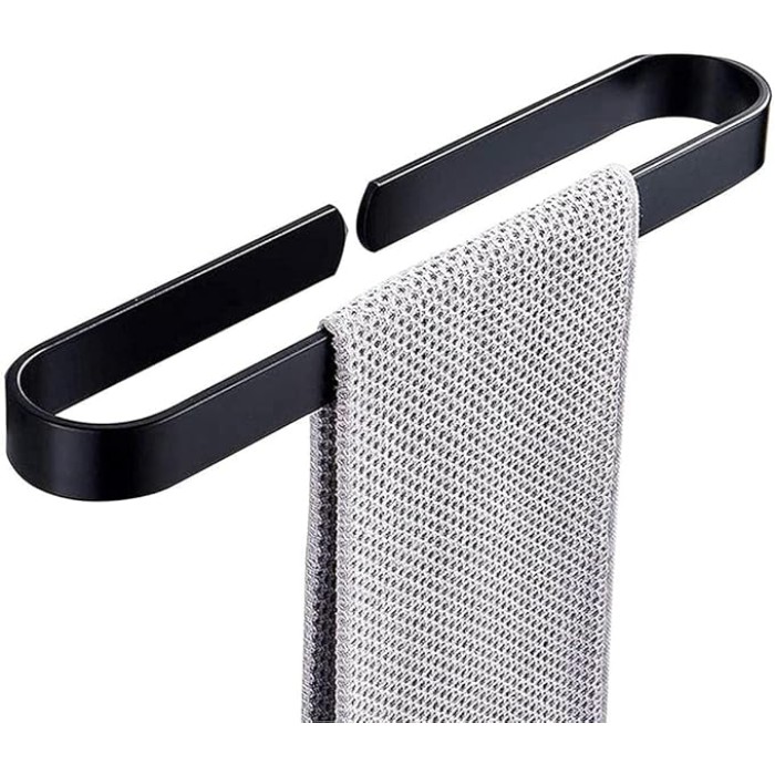 Wall- Mounted Black, self- Adhesive Bathroom Towel bar, Cabinet Space Aluminum Rust Towel Rack (Size : 60cm)