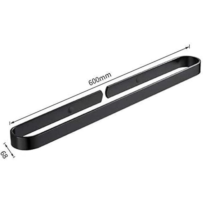 Wall- Mounted Black, self- Adhesive Bathroom Towel bar, Cabinet Space Aluminum Rust Towel Rack (Size : 60cm)