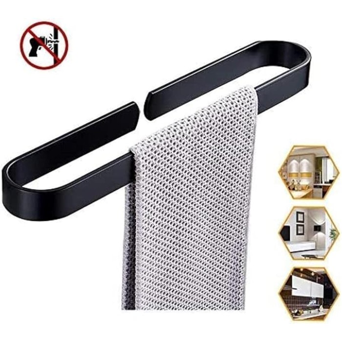 Wall- Mounted Black, self- Adhesive Bathroom Towel bar, Cabinet Space Aluminum Rust Towel Rack (Size : 60cm)