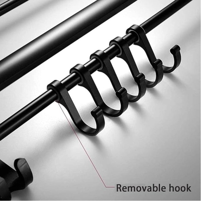 Black Bathroom Decorative Towel Rack self-Adhesive, Retro Double Towel Rack Storage Rack Wall- Mounted with 5 Hooks (Size : 60cm)