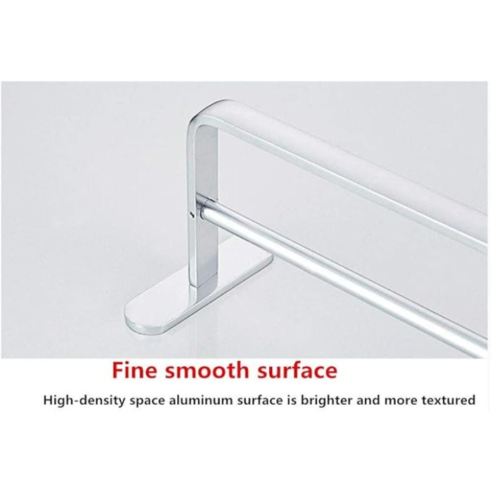 Drill Free Towel Bars,Space Aluminum 3M Self Adhesive Bright Towel Rack,Single Pole Double Towel Bar for Bathroom Bedroom Kitchen Office-A 60Cm(24Inch)/D/60Cm(24Inch)