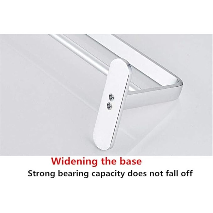 Drill Free Towel Bars,Space Aluminum 3M Self Adhesive Bright Towel Rack,Single Pole Double Towel Bar for Bathroom Bedroom Kitchen Office-A 60Cm(24Inch)/D/60Cm(24Inch)