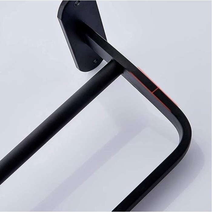 Bathroom Rack Towel Rack with 2 Wall- Mounted Towel Racks, 24 inches, Matte Black Finish, 8 kg Maximum self-Adhesive