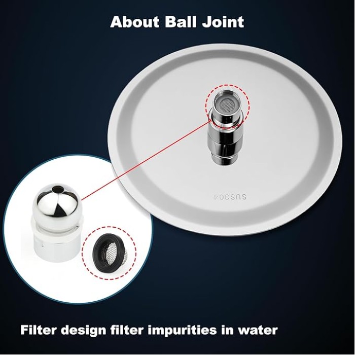 Round Rainfall Shower Head High Pressure Stainless Steel Waterfall Large Rain Shower Head Ultra Thin Design,Polish Chrome 12 Inch