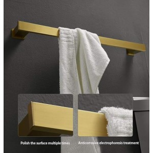 Towel Rack,Self-Adhesive or Screw Fixing,Space Aluminum Brushed Golden Towel Rack,Polished Surface Treatment,Household Wall-Mounted Bathroom Towel Rack/40Cm