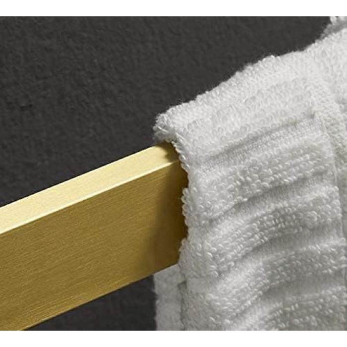 Towel Rack,Self-Adhesive or Screw Fixing,Space Aluminum Brushed Golden Towel Rack,Polished Surface Treatment,Household Wall-Mounted Bathroom Towel Rack/40Cm