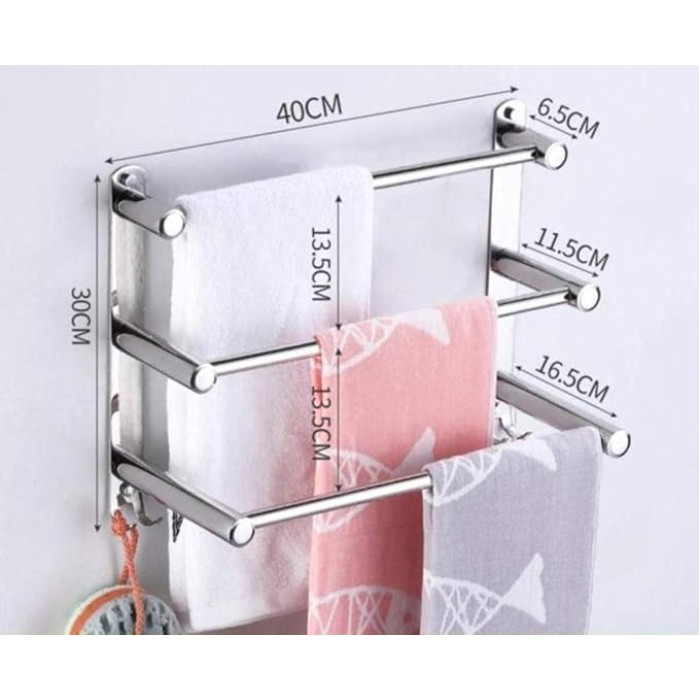 Towel Rack,Wall Mounted Towel Bar,Towel Rail Self Adhesive,Stainless Steel Towel Shelf,for Kitchen Bathroom40/50-60/70/80/90Cm-50Cm-2_Rod/40Cm-3 Pole